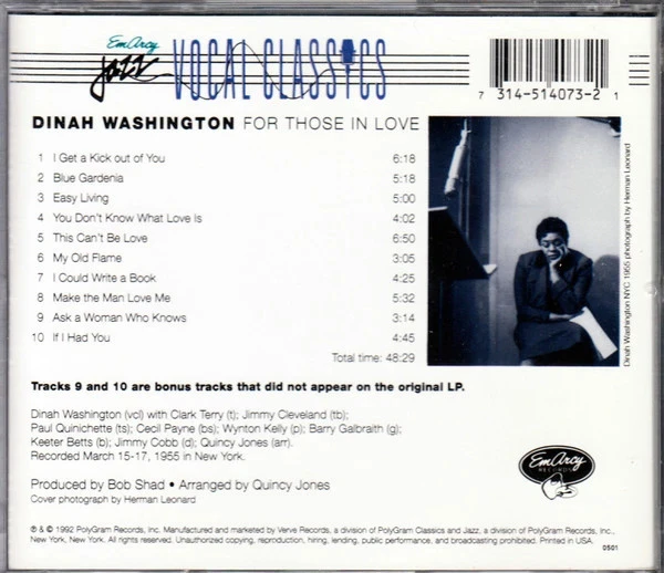CD Dinah Washington "Para os Apaixonados" – photo 2